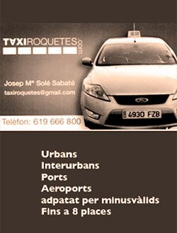 "Cartell publicitari empresa Taxi Roquetes"